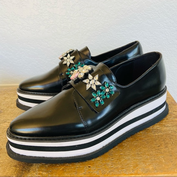 New Zara Trafaluc Bejeweled Platform black Shoes - Picture 4 of 14